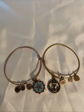 Alex and Ani nautical charm bangle set. Starfish and  Sailor anchor.